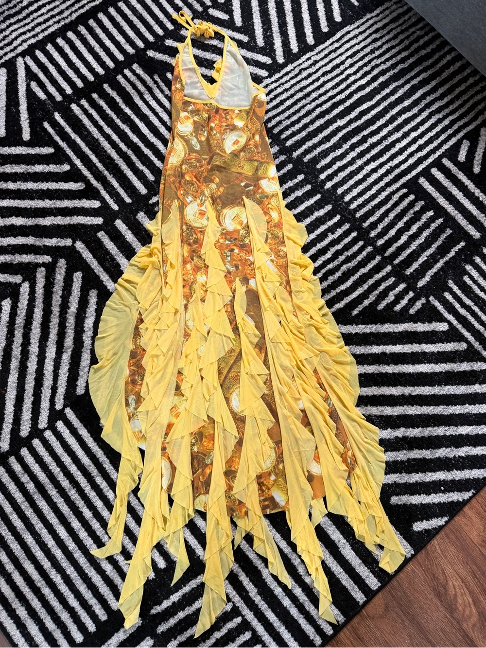 Yellow Floral Ruffle High-Low Dress - Picture 5 of 5
